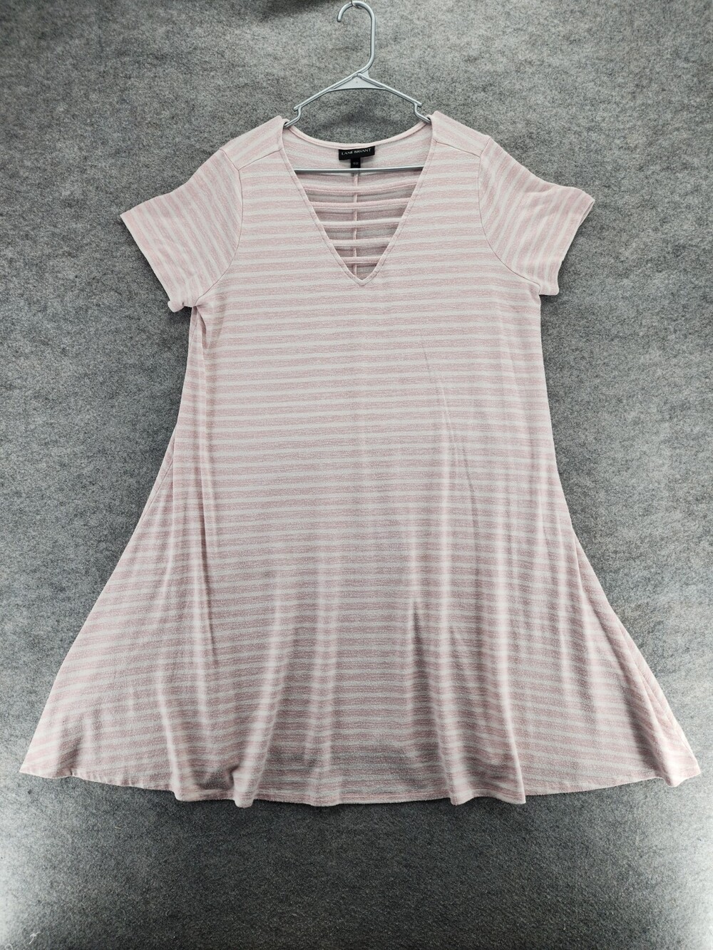 Lane Bryant T Shirt Dress Womens 18/20 Short Sleeve Pink Striped